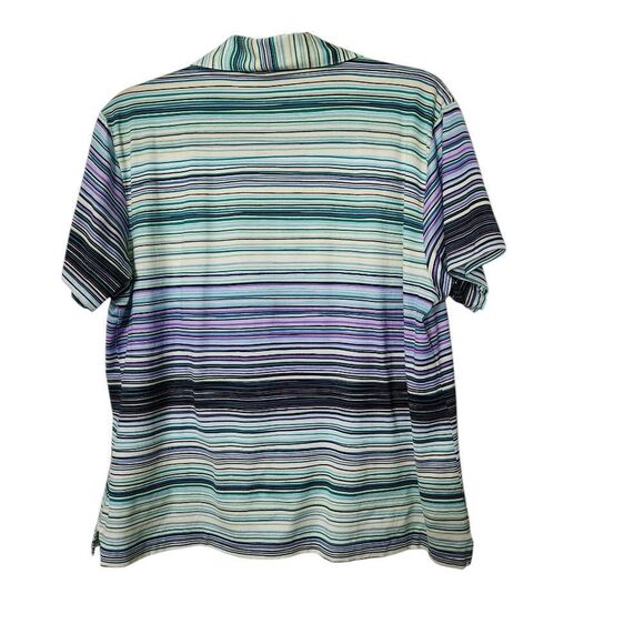 Astra Classic Womens Striped Polo Golf Shirt with Zip Neckline Slim Fit Size XL - Picture 2 of 5